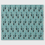 Mittelalter bedeutet Retro-Atomkatzen auf blau Geschenkpapier (Flach)