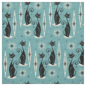 Mittelalter bedeutet Retro-Atomkatzen auf Blau II Stoff (Muster)