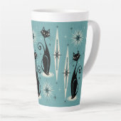 Mittelalter bedeutet Retro-Atomkatzen auf blau Milchtasse (Rechte Ecke)