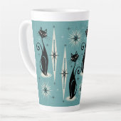 Mittelalter bedeutet Retro-Atomkatzen auf blau Milchtasse (Linke Ecke)