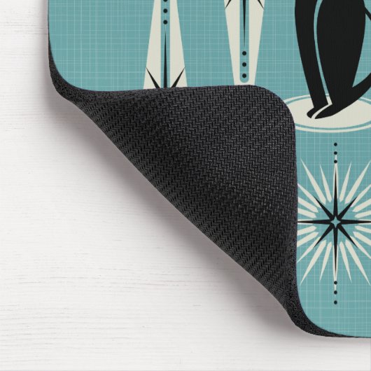 Mittelalter bedeutet Retro-Atomkatzen auf blau Mousepad (Ecke)