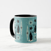 Mittelalter bedeutet Retro-Atomkatzen auf blau Tasse (Vorderseite Links)