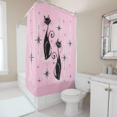 Mittelalter bedeutet Retro-Atomkatzen auf Coolem R Duschvorhang (Beispiel)