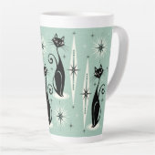 Mittelalter bedeutet Retro-Atomkatzen auf Minze Milchtasse (Rechte Ecke)