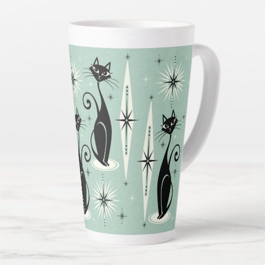 Mittelalter bedeutet Retro-Atomkatzen auf Minze Milchtasse (Rechte Ecke)