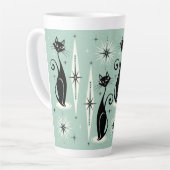 Mittelalter bedeutet Retro-Atomkatzen auf Minze Milchtasse (Linke Ecke)