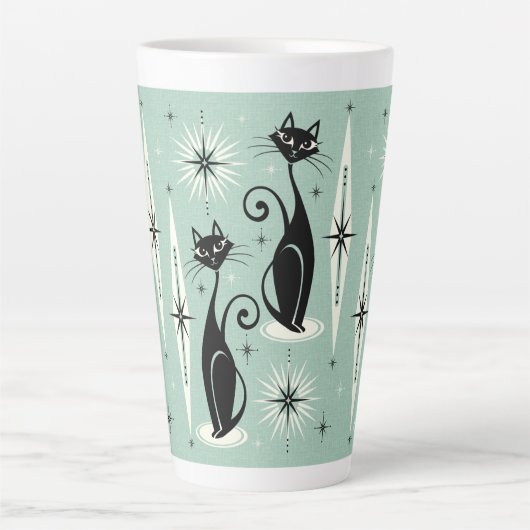 Mittelalter bedeutet Retro-Atomkatzen auf Minze Milchtasse (Vorderseite)