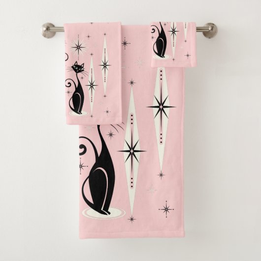 Mittelalter bedeutet Retro-Atomkatzen auf warmen R Badhandtuch Set (Insitu)