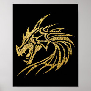 Mittelalter Drache Fantasy Mythologisches Tattoo G Poster
