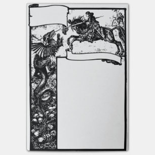 Mittelalter Drache und Ritter Post-it Klebezettel
