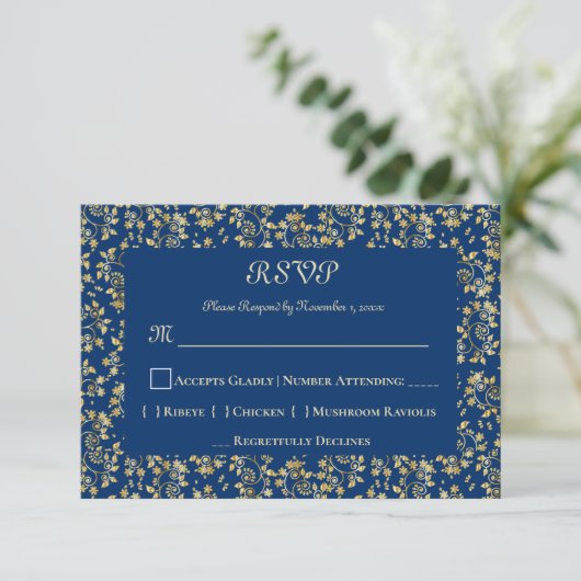 Mittelalter Gold RSVP Karte (Stehend Vorderseite)