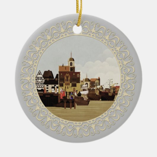 Mittelalter Hafen Keramik Ornament (Vorne)