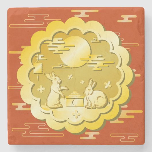 Mittelalter Herbstfestival Goldener Mondbummel Steinuntersetzer (Vorderseite)