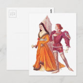 Mittelalter Herr und Frau Postkarte (Vorne/Hinten)