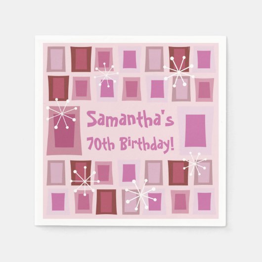 Mittelalter Moderne 70. Geburtstagspink Serviette (Vorderseite)