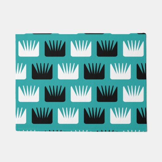 Mittelalter Moderne Abstrakte Blume Aquamarin Fußmatte (Vorderseite)
