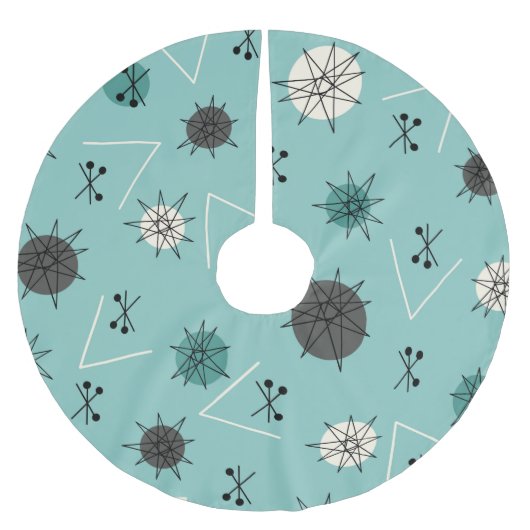 Mittelalter Moderne Aquamarine Sternexplosionen Polyester Weihnachtsbaumdecke (Vorderseite)