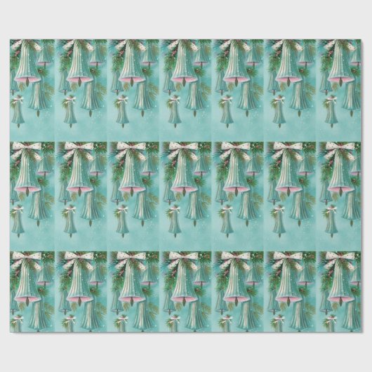 Mittelalter Moderne blaue Glocken Silberne Schleif Geschenkpapier (Flach)