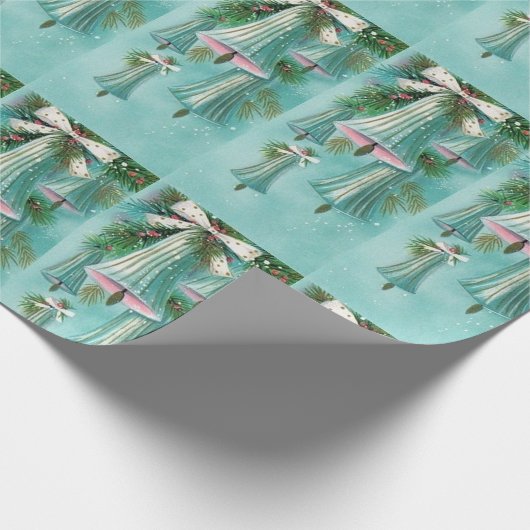 Mittelalter Moderne blaue Glocken Silberne Schleif Geschenkpapier (Ecke)