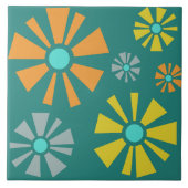 Mittelalter Moderne Blume Aquamarin Fliese (Vorderseite)