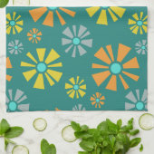 Mittelalter Moderne Blume Aquamarin Geschirrtuch (Gefaltet)