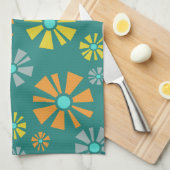 Mittelalter Moderne Blume Aquamarin Geschirrtuch (Viertel Falte)