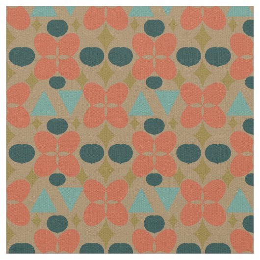 Mittelalter Moderne Blume Diamond Taupe Muster Stoff (Nahaufnahme)