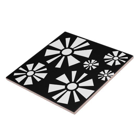 Mittelalter Moderne Blume Schwarz-weiß Fliese (Seite)