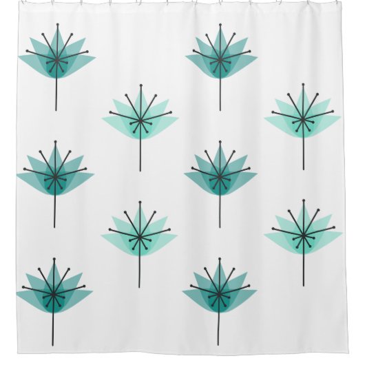 Mittelalter Moderne Blume Türkis Duschvorhang (Vorderseite)
