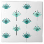 Mittelalter Moderne Blume Türkis Fliese (Vorderseite)