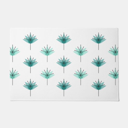 Mittelalter Moderne Blume Türkis Fußmatte (Vorderseite)