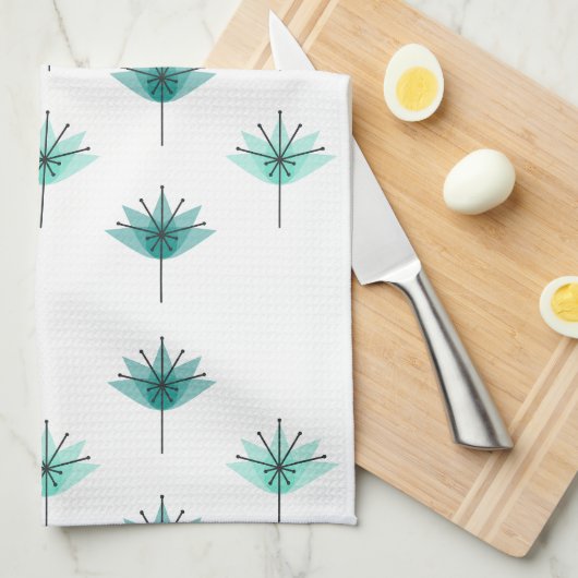 Mittelalter Moderne Blume Türkis Geschirrtuch (Viertel Falte)