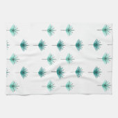 Mittelalter Moderne Blume Türkis Geschirrtuch (Horizontal)