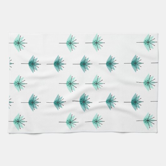 Mittelalter Moderne Blume Türkis Geschirrtuch (Horizontal)