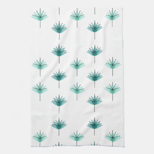 Mittelalter Moderne Blume Türkis Geschirrtuch (Vertikal)