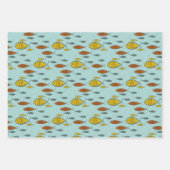 Mittelalter Moderne Fische Atomzeitalter Rosa Blau Geschenkpapier Set (Vorderseite 3)