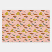 Mittelalter Moderne Fische Atomzeitalter Rosa Blau Geschenkpapier Set (Vorderseite)