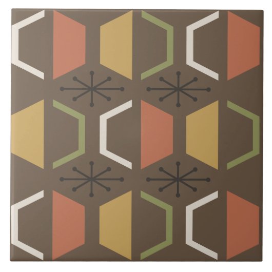 Mittelalter Moderne Hexagons Brown Fliese (Vorderseite)