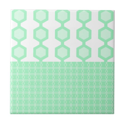 Mittelalter Moderne Hexagons Pastel Green Fliese (Vorderseite)