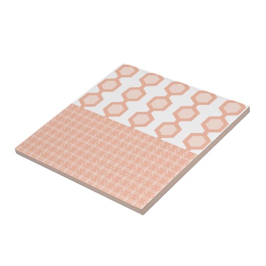 Mittelalter Moderne Hexagons Pastel Peach Fliese (Seite)
