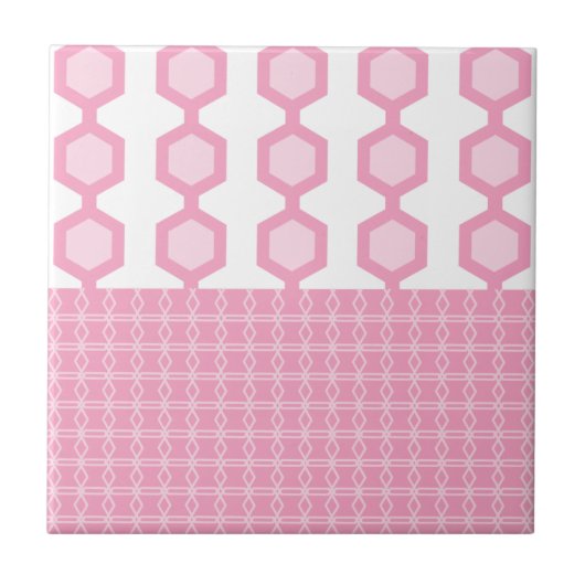 Mittelalter Moderne Hexagons Pastel Pink Fliese (Vorderseite)