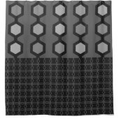 Mittelalter Moderne Hexagons Schwarz Grau Duschvorhang (Vorderseite)