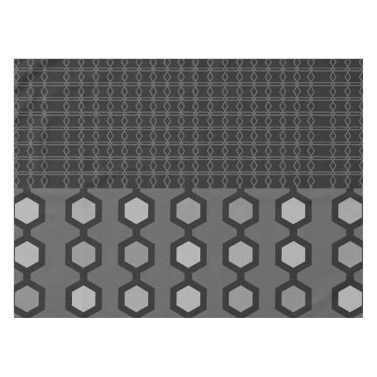 Mittelalter Moderne Hexagons Schwarz Grau Tischdecke (Vorderseite (Horizontal))