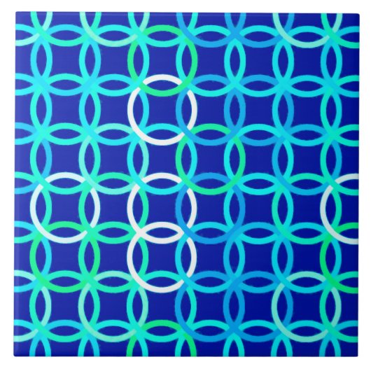 Mittelalter Moderne Kreise, Kobalt & Pfau Fliese (Vorderseite)