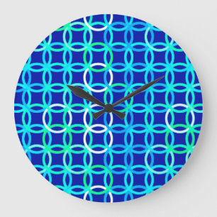 Mittelalter Moderne Kreise, Kobalt & Pfau Große Wanduhr