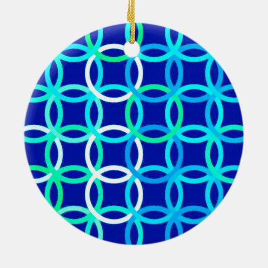 Mittelalter Moderne Kreise, Kobalt & Pfau Keramik Ornament (Hinten)