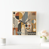 Mittelalter Moderne Kunst Herbst Ernte Quadratische Wanduhr (Zuhause)