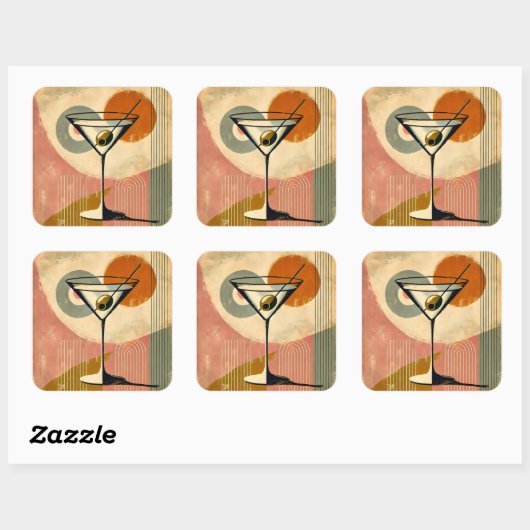 Mittelalter Moderne Kunst Martini Quadratischer Aufkleber (Blatt)