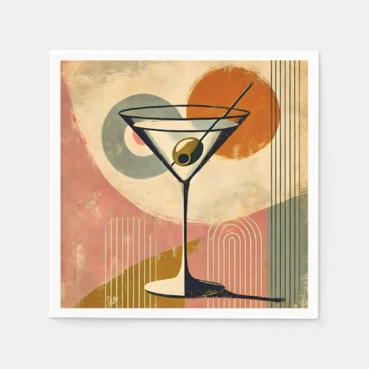 Mittelalter Moderne Minimalistische Kunst Martini Serviette (Vorderseite)
