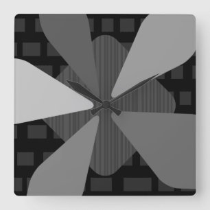 Mittelalter Moderne "Petals" Art Schwarz Grau Quadratische Wanduhr